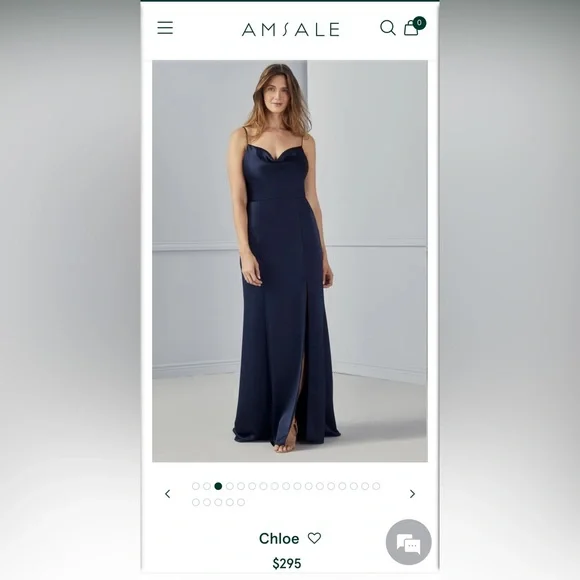 amsale navy bridesmaid dress Fitted Navy Bridesmaid Dress | GB218P Phoebe by Amsale main image 0